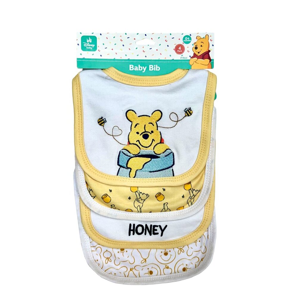 Disney Baby Winnie the Pooh 4-Pack Bib Set - Yellow - NWT
